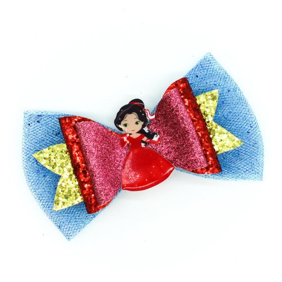Handmade Elena of Avalor Glitter Hair Bow - Picture 3 of 6